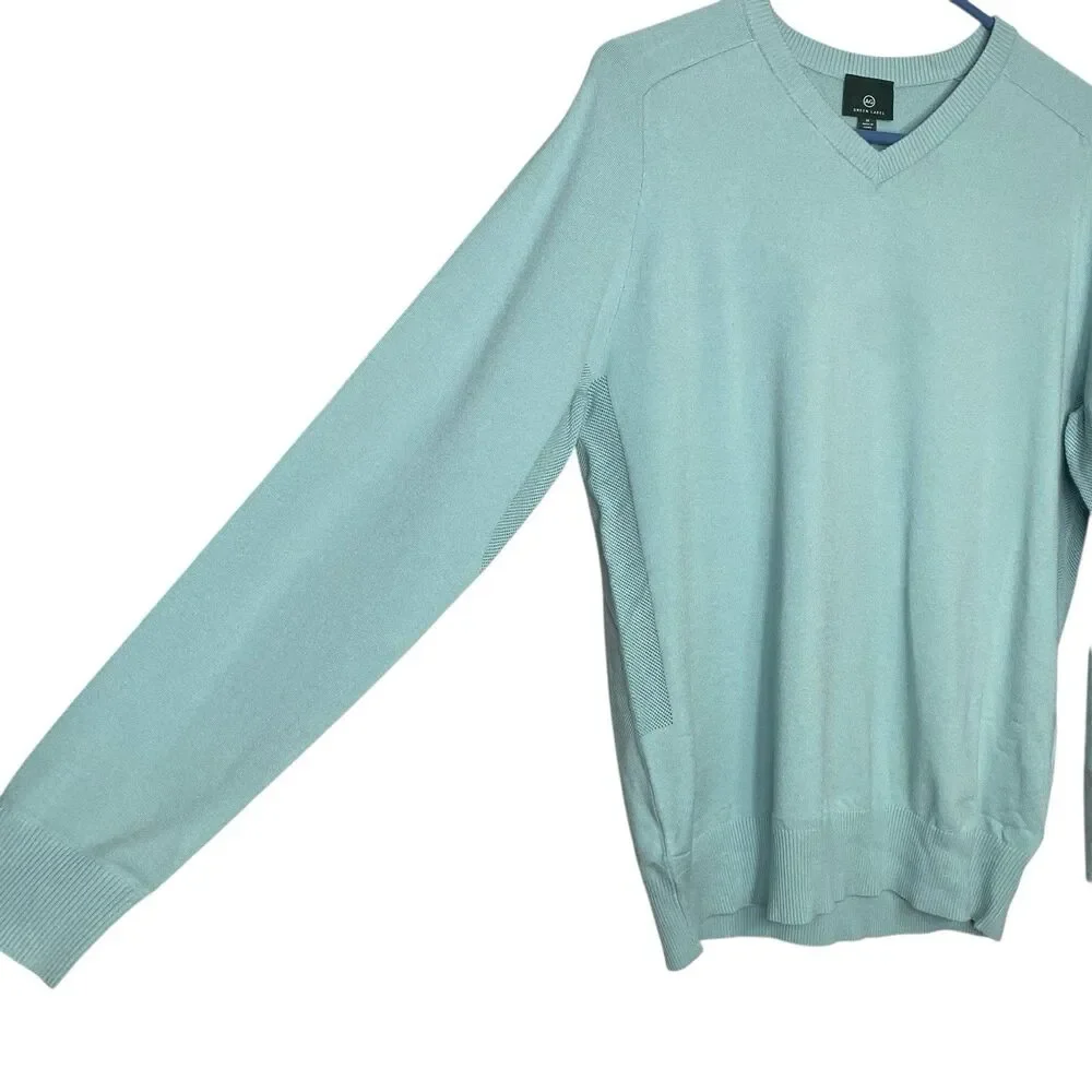 AG Adriano Goldschmied Sweater Mens Medium Blue Green V-Neck Golf Preppy Vented